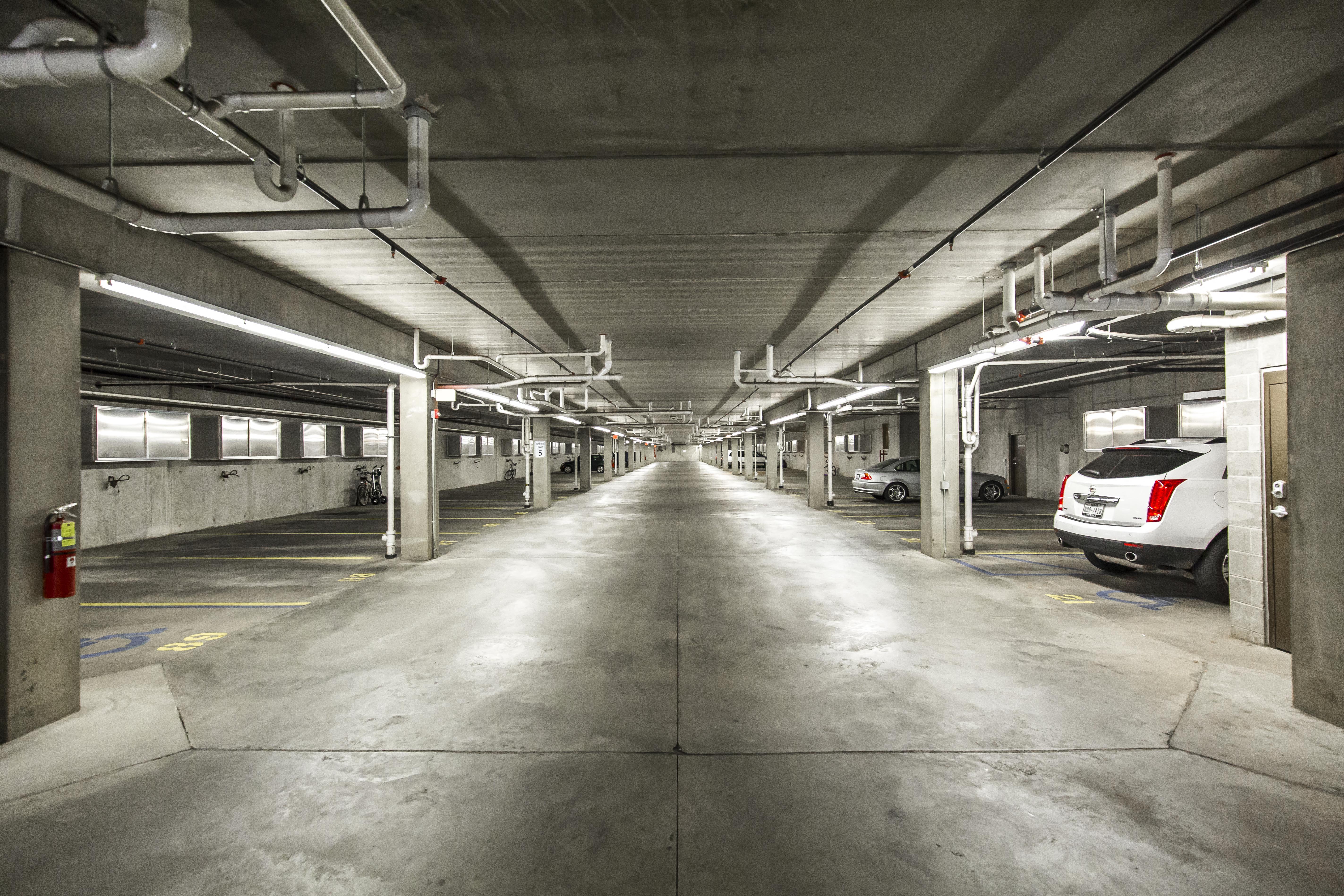 Underground heated parking garage.